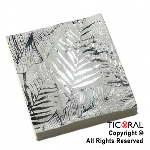 SERVILLETA HOJAS STAMPING PLATA GM X 12